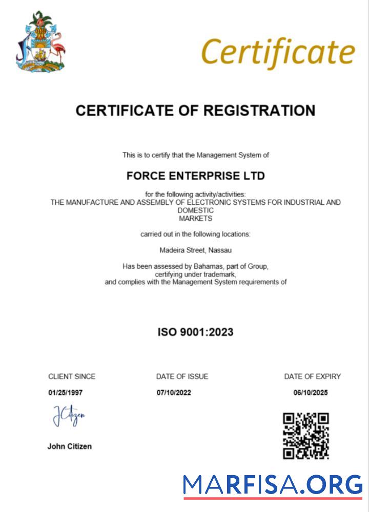 Printable Bahamas certificate of registration Word and PDF template